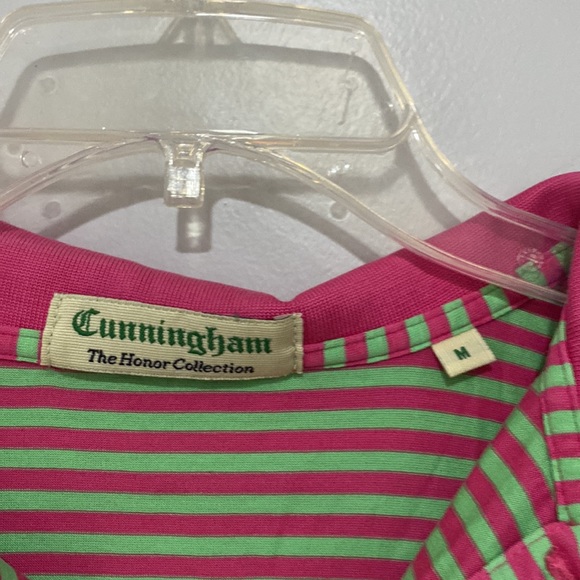 💜 FREE w/ PURCHASE 💜 🌳 Vintage Striped Green and Pink Polo Shirt 🌳 - Picture 4 of 5